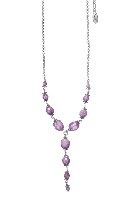 Pilgrim Damenkette :locket purple/silver