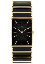 Jacques Lemans Damenuhr York HighTech Ceramic schwarz / IP-gold