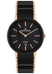 Jacques Lemans Unisex Dublin HighTech Ceramic schwarz / IP-rose