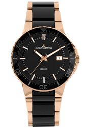 Jacques Lemans Damenuhr Colmar HighTech Ceramic schwarz / IP-rose