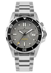 Jacques Lemans Herrenuhr Diver Hybromatic Lupenglas Steel Grey