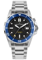 Jacques Lemans Herrenuhr Diver Hybromatic Lupenglas Steel Blue