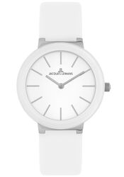 Jacques Lemans Damenuhr Monaco Special Edition HighTech Ceramic weiß / Lederband