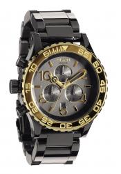 Nixon The 42-20 Chrono All Black Gun n Gold Herrenchronograph
