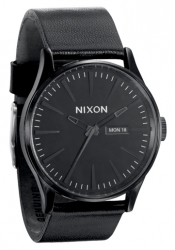 Nixon The Sentry Leather All Black Herrenuhr