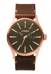 Nixon The Sentry Leather Rose Gold / Gunmetal / Brown