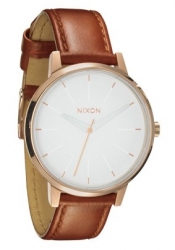 Nixon The Kensington Leather Rose Gold/White Damenuhr