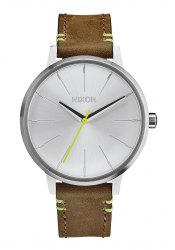 Nixon The Kensington Leather Brown / Lime Damenuhr