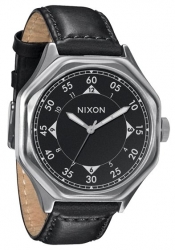 Nixon The Falcon Leather Black Herrenuhr