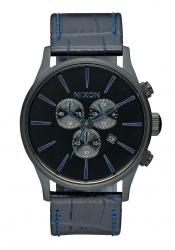Nixon The Sentry Chrono Leather Navy Gator