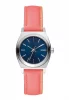 The Small Time Teller Leather Navy Bright Coral Damenuhr