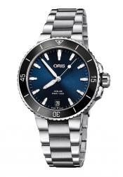 Oris Damenuhr Aquis Date Automatik-Taucheruhr Blau