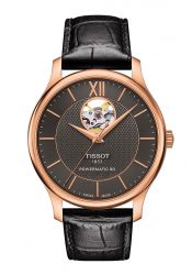 Tissot Tradition Open Heart Herrenuhr Automatik Braun